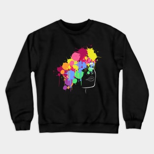 Colorful women face drippy hoodies drip merch design Crewneck Sweatshirt